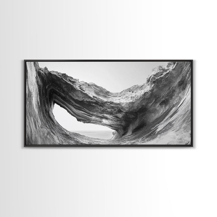 Ocean Cave, Textured Rock, Seaside Mystery, Canvas Print, Coastal Wall Art, Nature Photography, Bathroom Decor, Abstract Sea Cave