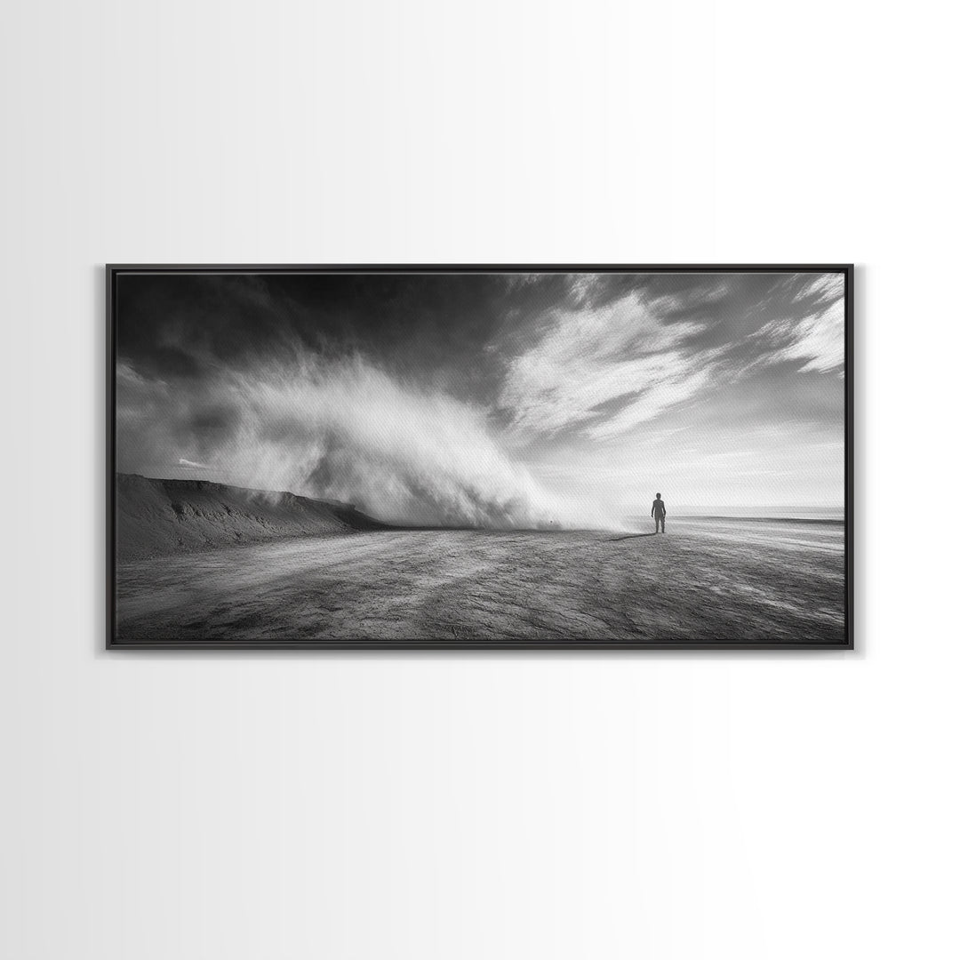 Desert Storm, Solitude Photography, Dramatic Landscape Art, Wind and Sand Scene, Canvas Print, Modern Living Room or Office Wall Art