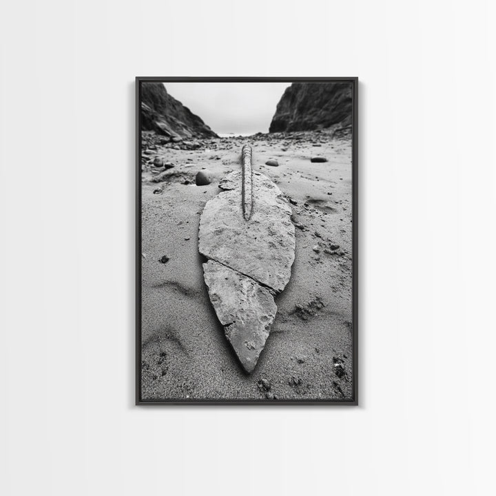 Fossil Rock Shore, Beach Minimalism, Sand Texture Art, Canvas Print, Coastal Wall Art, Natural History Decor, Abstract Earthy Art