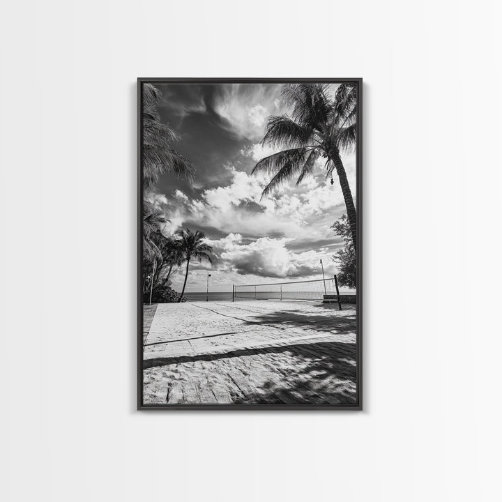 Beach Volleyball, Palm Trees, Island Sport, Canvas Print, Tropical Wall Art, Game Room Decor, Coastal Fitness Photography