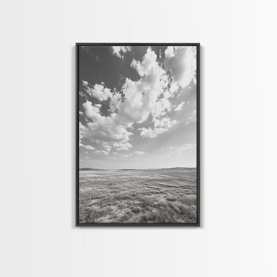 Open Sky, Serene Plains, Summer Day, Canvas Print, minimalist landscape art, farmhouse decor, bedroom wall art, neutral tones