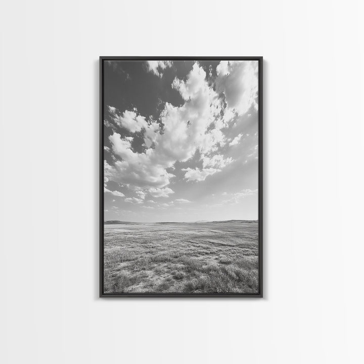 Open Sky, Serene Plains, Summer Day, Canvas Print, minimalist landscape art, farmhouse decor, bedroom wall art, neutral tones