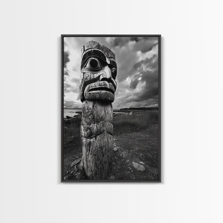 Tribal Totem, Ancient Spirit, Cultural Power, Canvas Print, Rustic Wall Art, Boho Living Room Decor, Ethnic History Accent