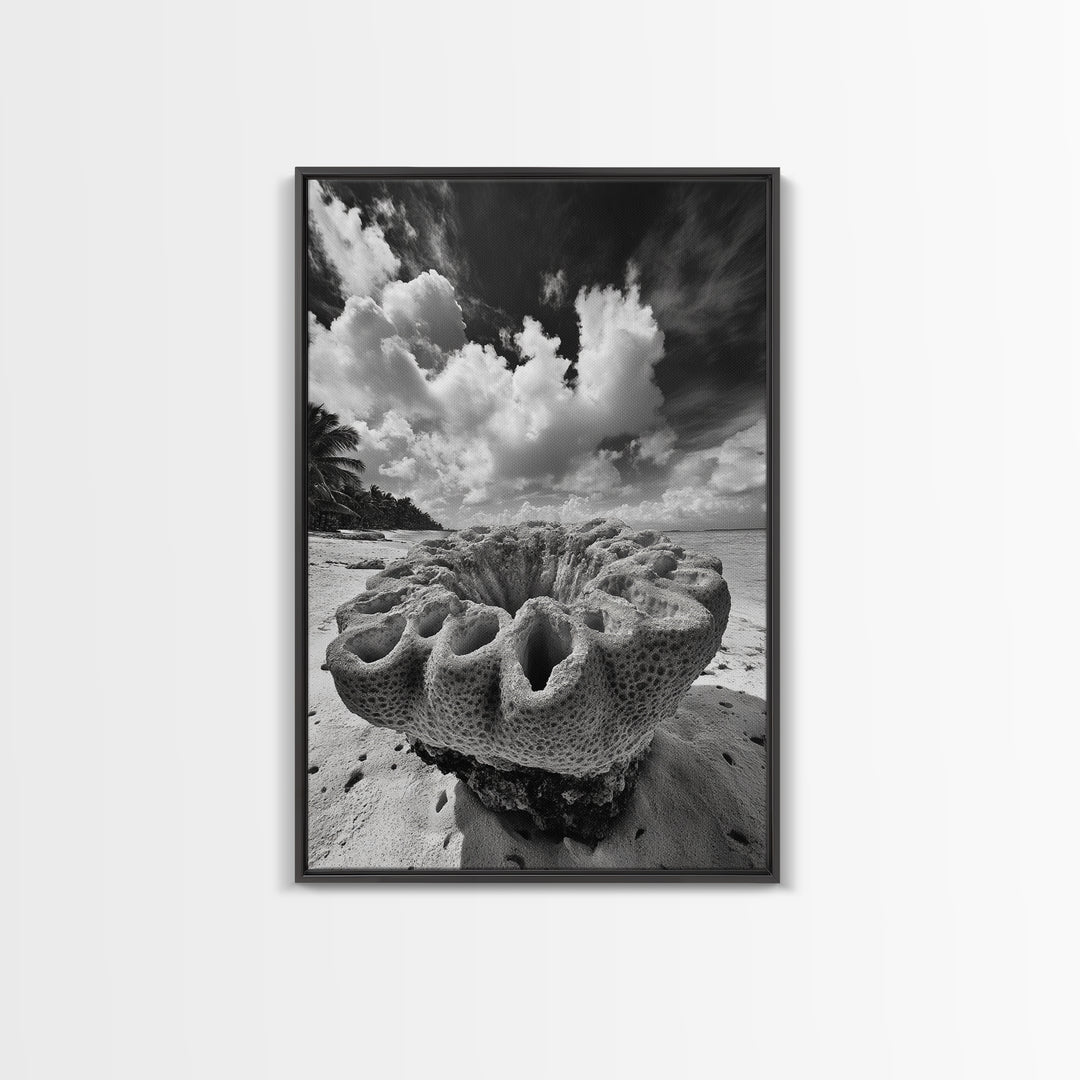 Coral Reef Texture, Ocean Wall Art, Coastal Minimalist, Nature Photography, Framed Canvas Print, Bathroom Wall Decor, Tropical Beach Print