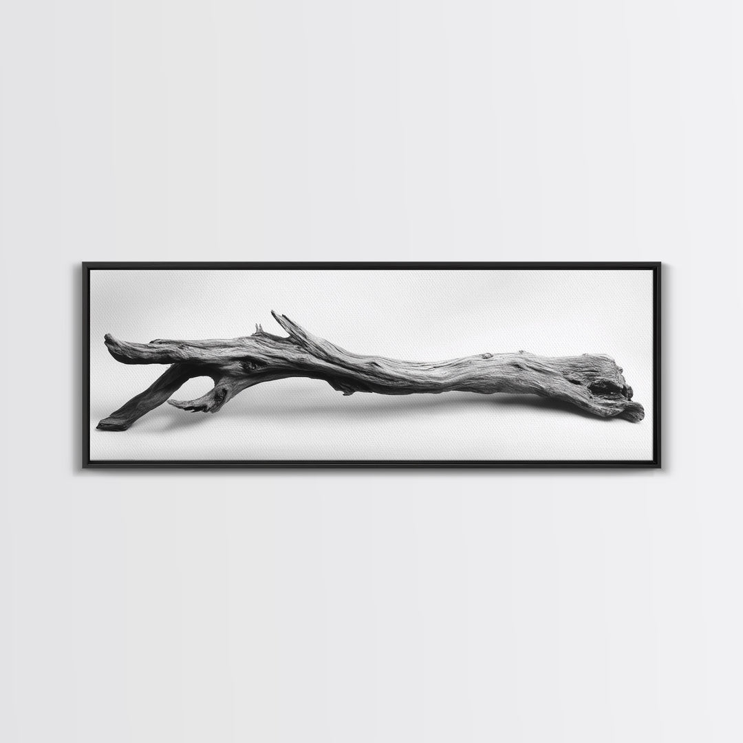 Driftwood Closeup, Minimal Nature Print, Scandinavian Neutral Decor, Framed Canvas Print, Modern Wall Art, Organic Texture Style