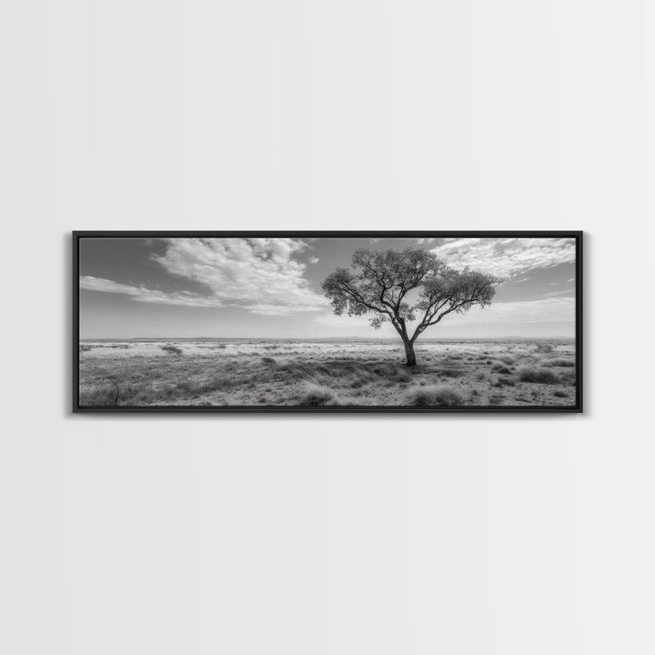 Desert Tree, Solitude Scene, Nature Photography, Framed Canvas Print, Minimalist Tree Art, Bedroom Wall Decor, Neutral Landscape Art