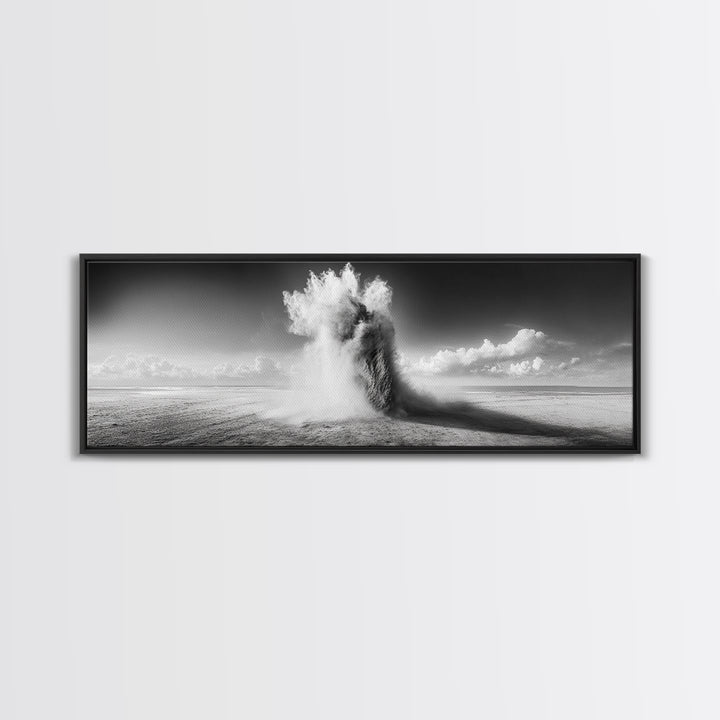 Sand Eruption, Desert Energy, Dust Storm, Framed Canvas Print, Modern Abstract Art, Office Wall Art, Dynamic Nature Photography