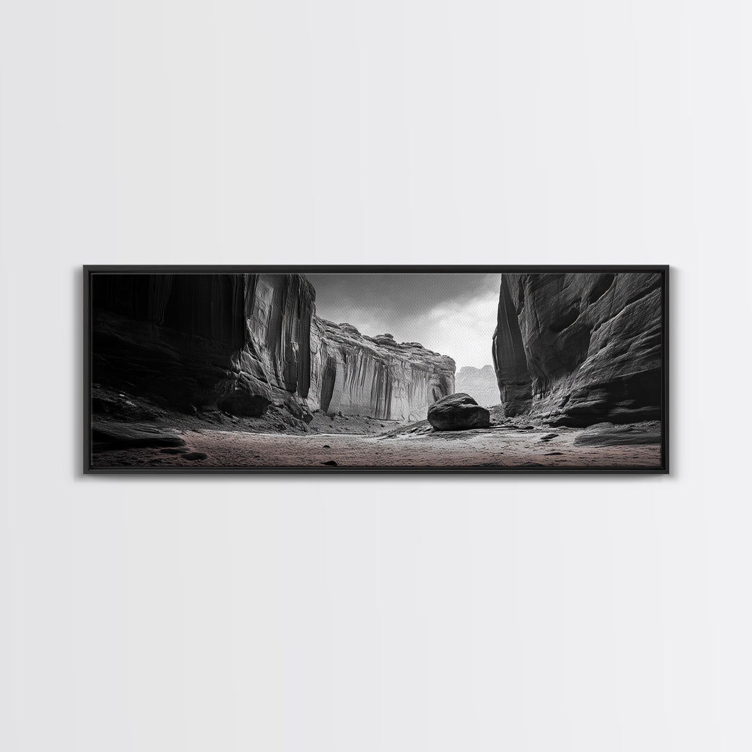 Desert Canyon Walls, High Contrast, Natural Monument, Canvas Print, Office Wall Art, Moody Modern Decor, Wilderness Photography