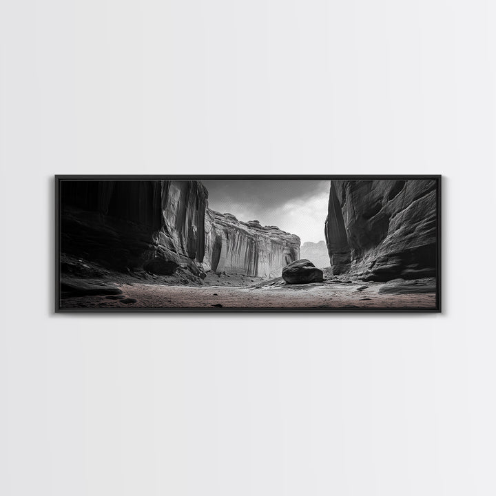 Desert Canyon Walls, High Contrast, Natural Monument, Canvas Print, Office Wall Art, Moody Modern Decor, Wilderness Photography