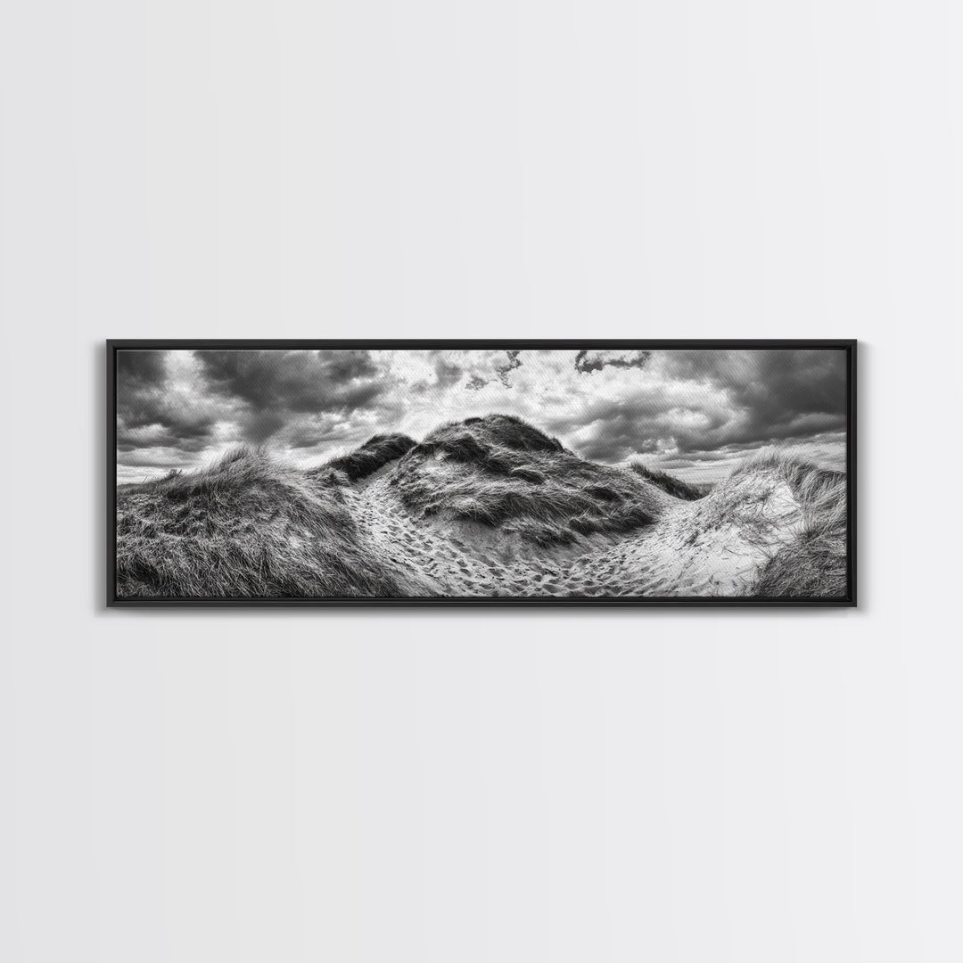Windswept Dune Trail, Dramatic Sky, Nature Path, Beach Landscape, Framed Canvas Print, Rustic Wall Art, Fall Decor, Bedroom Art, Boho Vibes