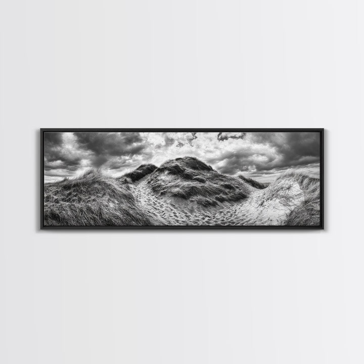 Windswept Dune Trail, Dramatic Sky, Nature Path, Beach Landscape, Framed Canvas Print, Rustic Wall Art, Fall Decor, Bedroom Art, Boho Vibes