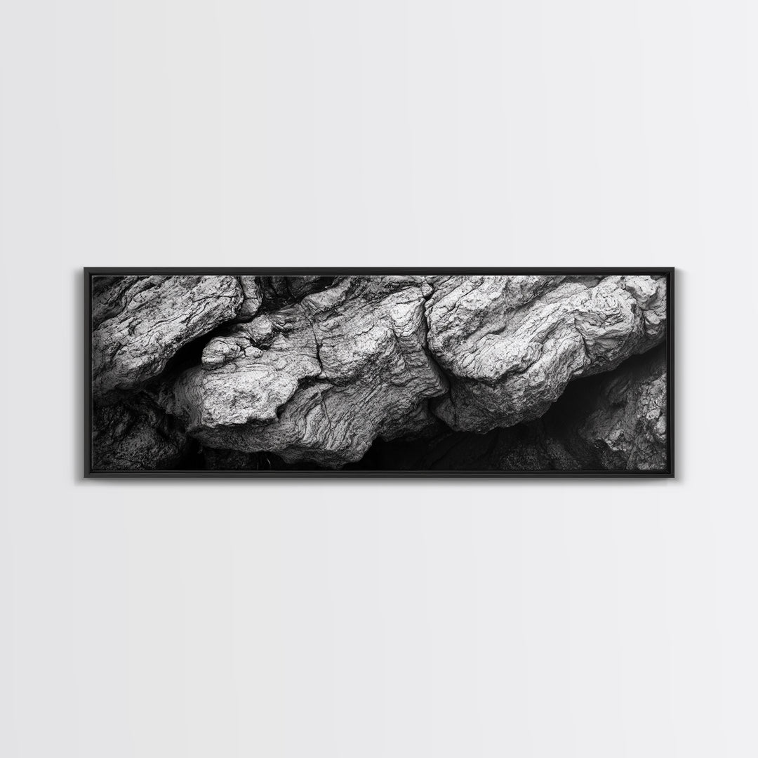 Textured Rock, Earth Tones, Natural Abstract, Framed Canvas Print, modern rustic decor, living room wall art, organic texture, neutral tones