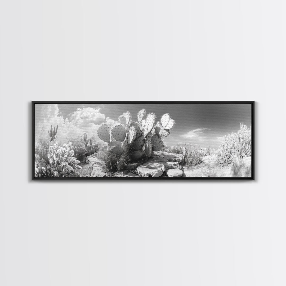 Desert Cactus Garden, Sunlit Southwest Scene, Nature Landscape Art, Canvas Print, Rustic Living Room Wall Decor, Boho Style