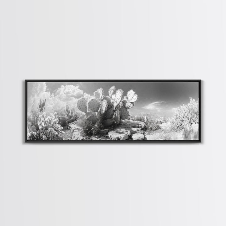 Desert Cactus Garden, Sunlit Southwest Scene, Nature Landscape Art, Canvas Print, Rustic Living Room Wall Decor, Boho Style