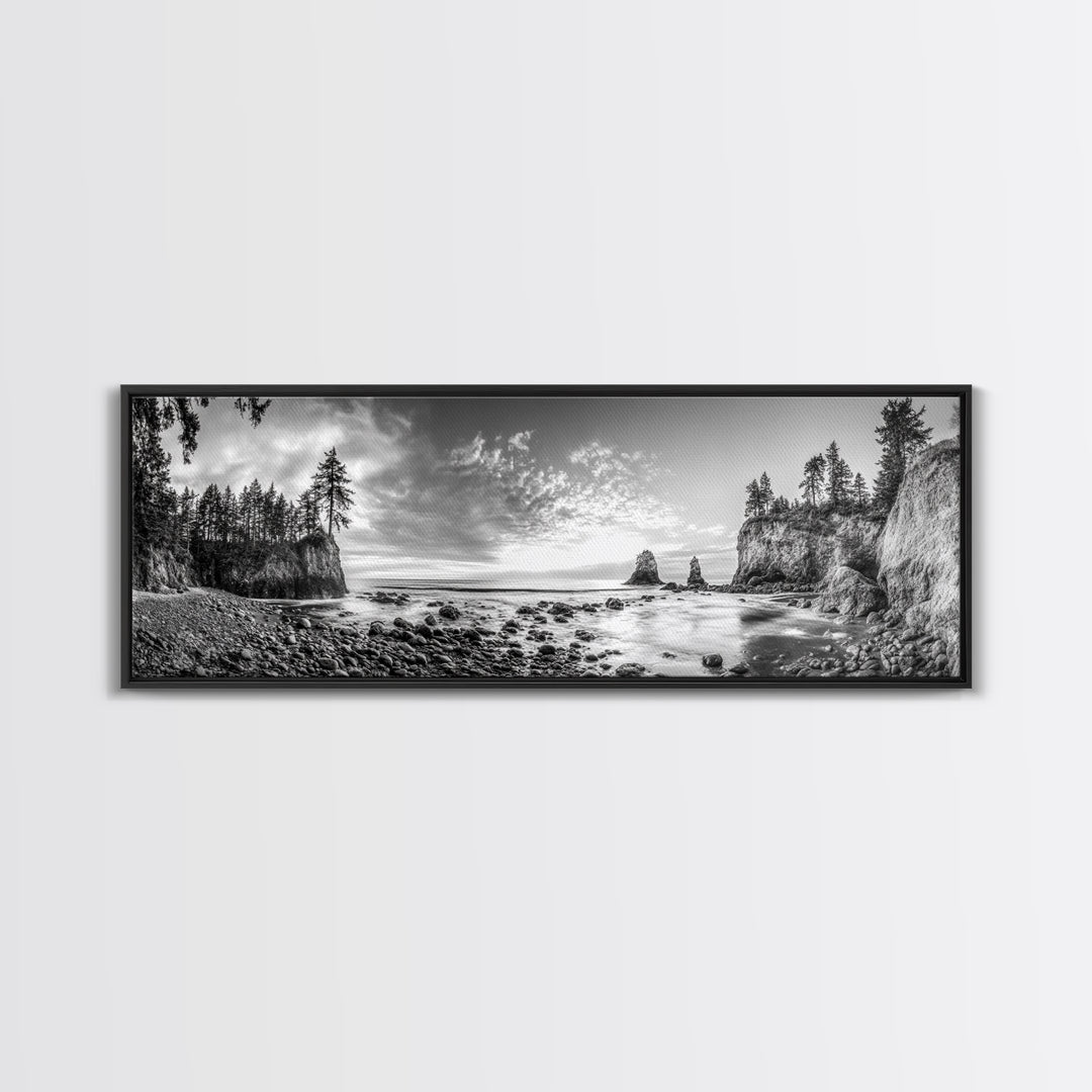 Rocky Coastal Trees, Forest Meets Ocean, Seaside Cliff View, Canvas Print, Nature Inspired Wall Art, Rustic Cabin or Beach House Decor