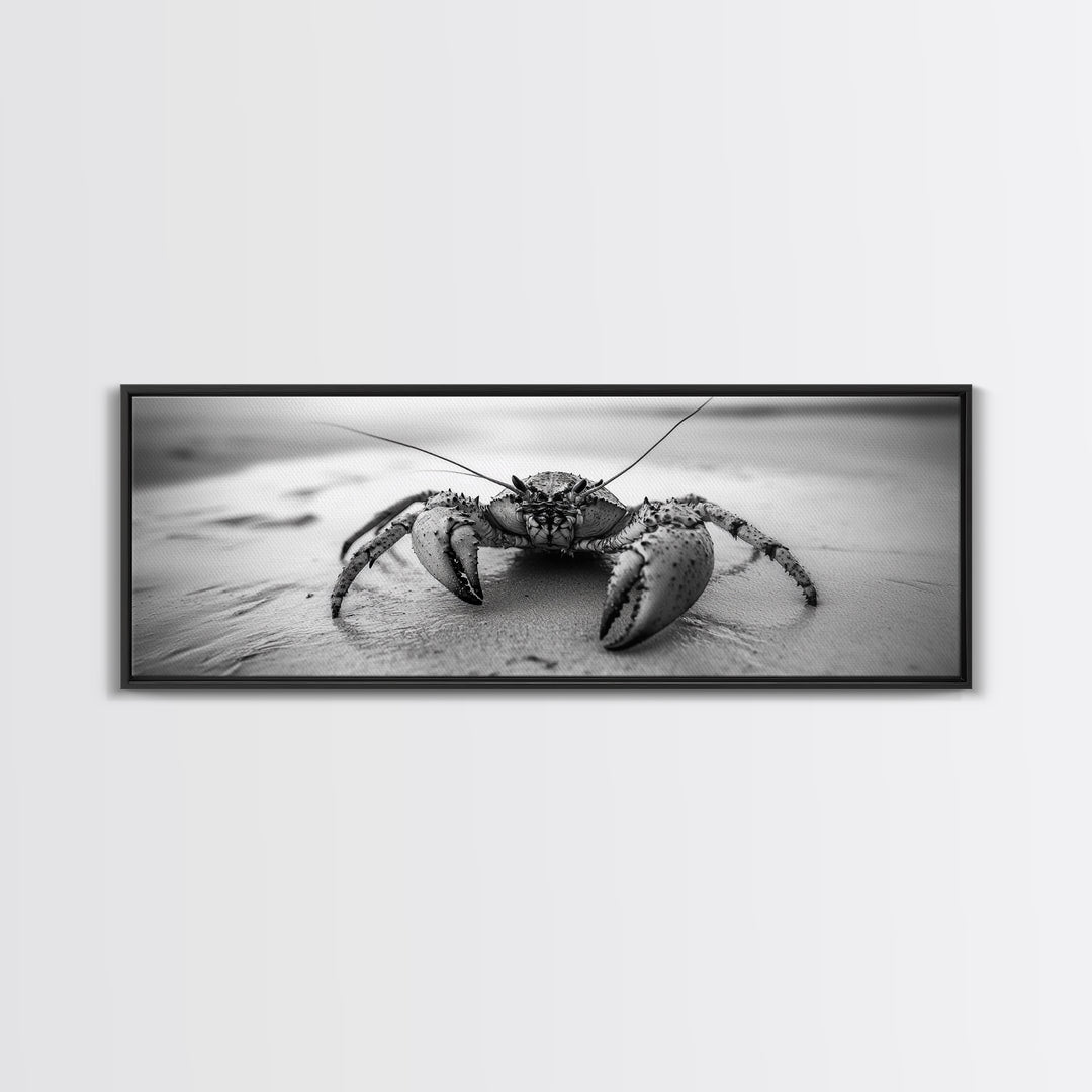 Crab Walk, Seaside Creature, Sandy Shore, Canvas Print, Coastal Nature Photography, Kids Room Ocean Decor, Minimalist Beach Art