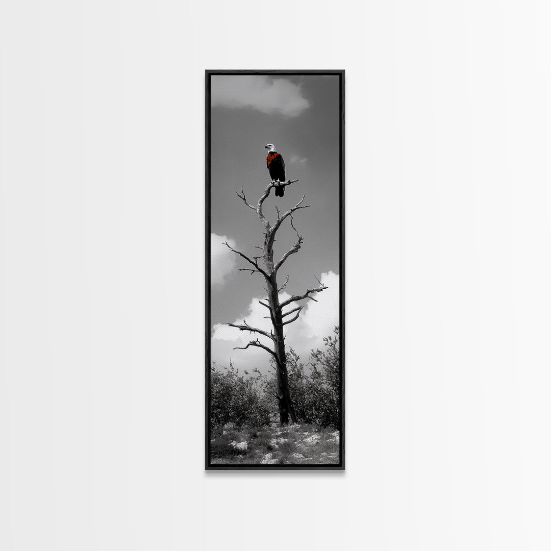 Lone Eagle, Tree Perch, Wild Raptor, Fierce Freedom, Canvas Print, Rustic Wildlife Wall Art, Cabin Lodge Decor, Dramatic Nature Scene