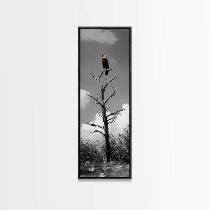 Lone Eagle, Tree Perch, Wild Raptor, Fierce Freedom, Canvas Print, Rustic Wildlife Wall Art, Cabin Lodge Decor, Dramatic Nature Scene