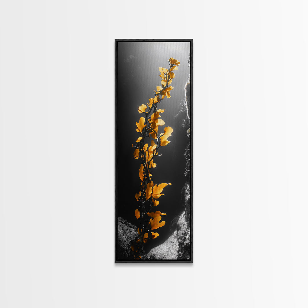Ocean Kelp Art, Golden Seaweed, Deep Sea Beauty, Underwater Light, Canvas Print, Bathroom Wall Art, Nautical Decor, Moody Coastal Style