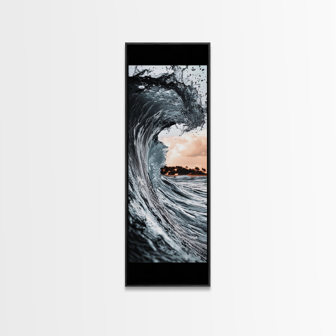 Ocean Wave, Big Surf, Seascape Photography, Coastal Wall Decor, Water Motion, Framed Canvas Print, Beach House Living Room Art