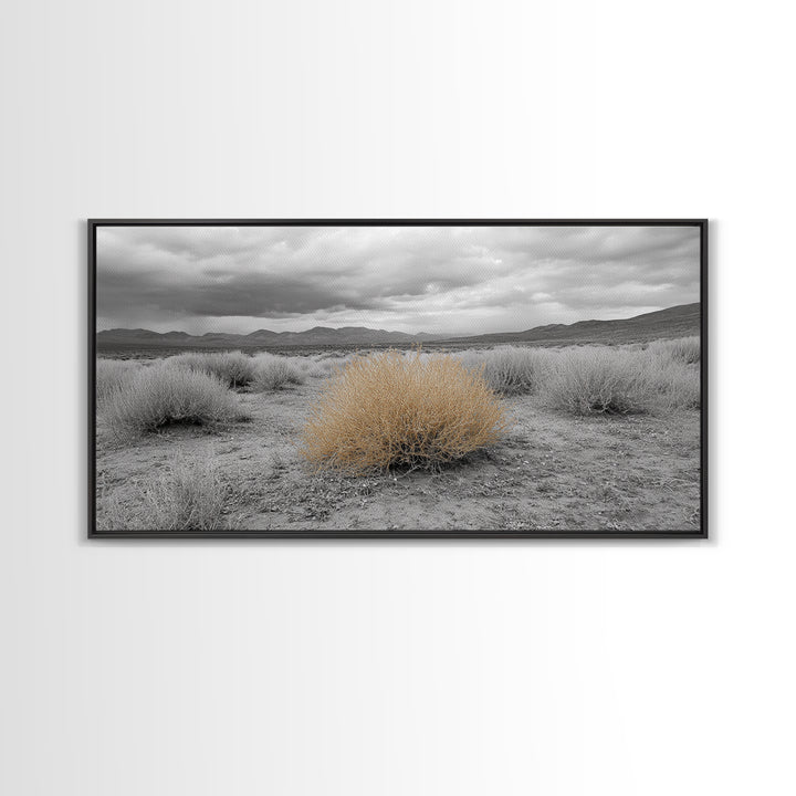 Desert Scene, Tumbleweed Beauty, Arid Landscape, Western Mood, Framed Canvas Print, Neutral Art, Entryway Wall Art, Rustic Home Style