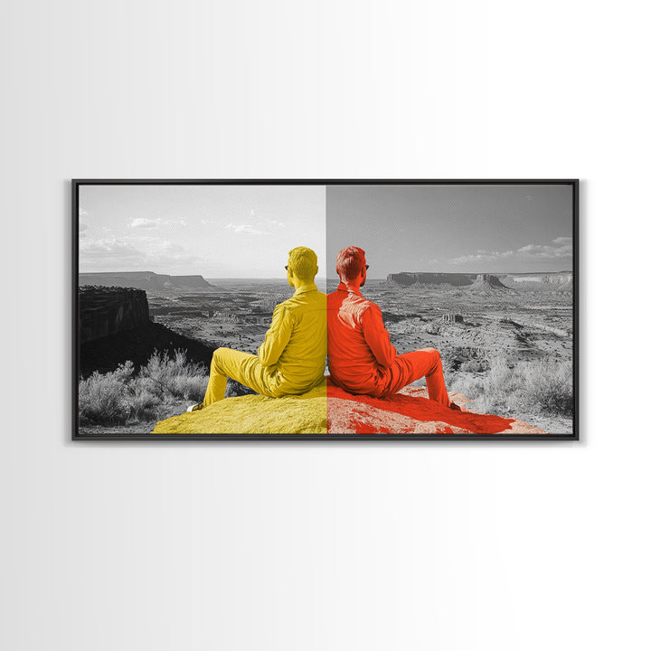 Dual Tone Journey, Conceptual Landscape Art, Contemporary Travel Decor, Mindful Wall Accent, Framed Canvas Print, Office or Study Art
