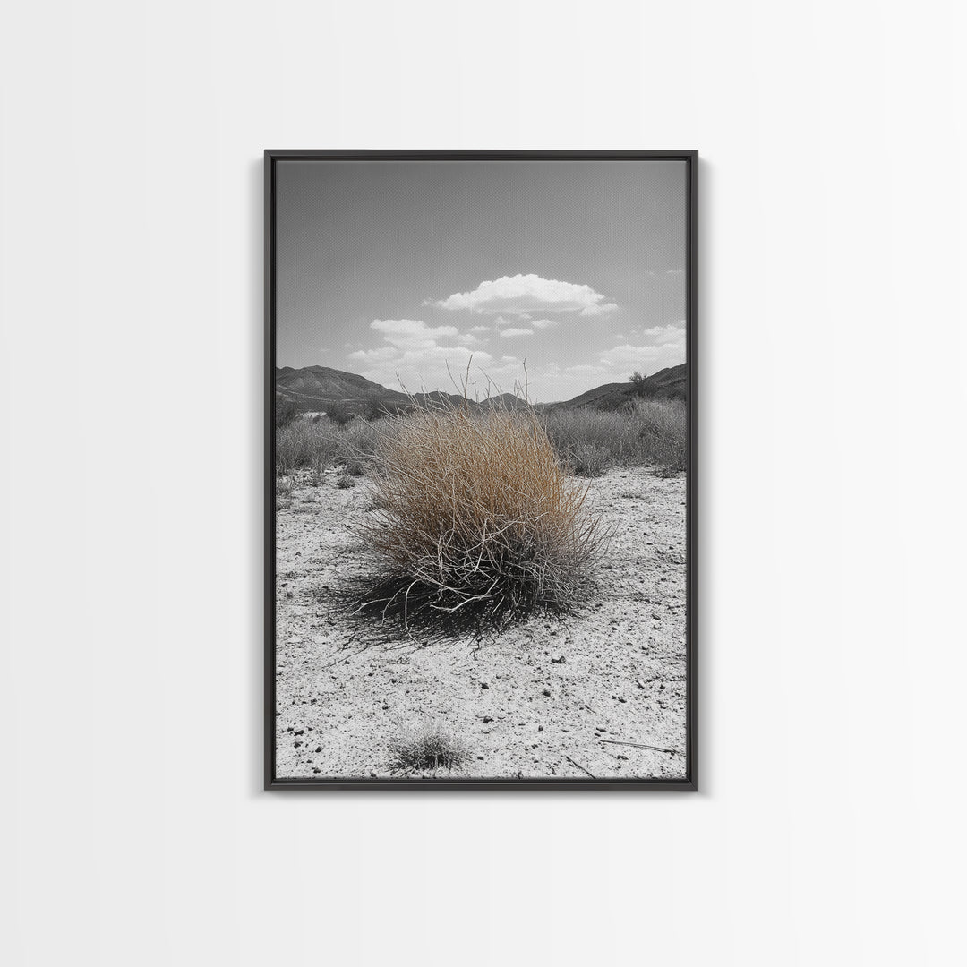 Desert Bush, Tumbleweed Scene, Dry Landscape, Minimalist Canvas Print, Desert Wall Art, Earth Tone Decor, Modern Living Room Art