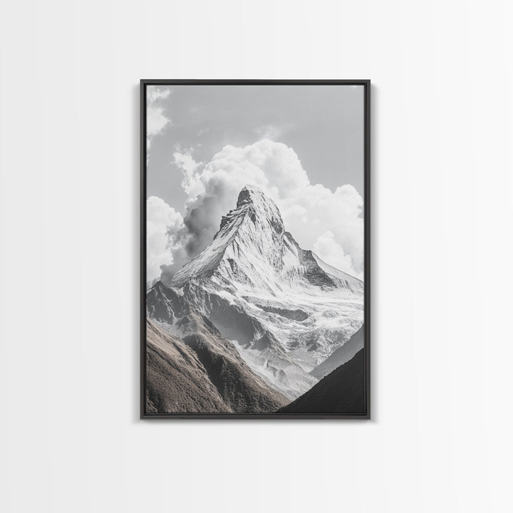 Matterhorn Majesty, Iconic Summit, Black and White Mountain, Canvas Print, Office Wall Art, Minimalist Photography, Modern Decor