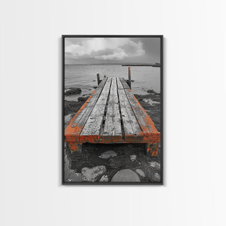Rustic Dock, Seaside Escape, Coastal Pier, Nautical Wood, Canvas Print, Lake House Decor, Farmhouse Style, Living Room Wall Art