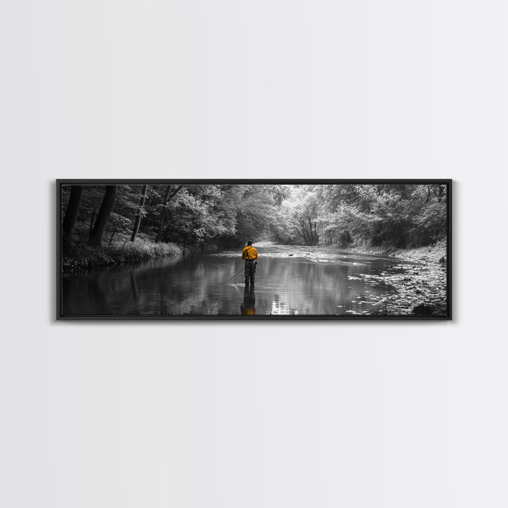 Autumn Fly Fishing, Yellow Jacket River Scene, Framed Canvas Print, Rustic Home Decor, Fisherman Gift, Nature Photography, Cabin Wall Art