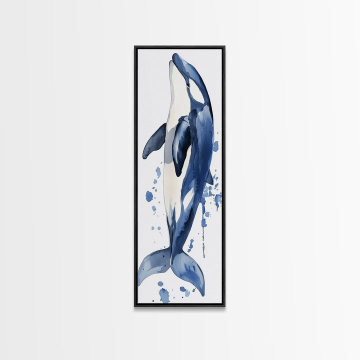 Blue Whale Watercolor Canvas Print, Ocean Animal Wall Art, Nautical Nursery Decor, Coastal Bathroom Art, Ocean Lover Gift