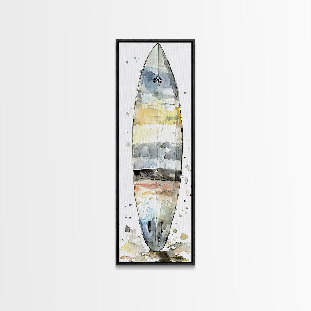 Weathered Surfboard Ocean Stripes Canvas Print, Coastal Wall Art, Beach House Decor, Nautical Wall Decor, Surf Art, Ocean Wall Art