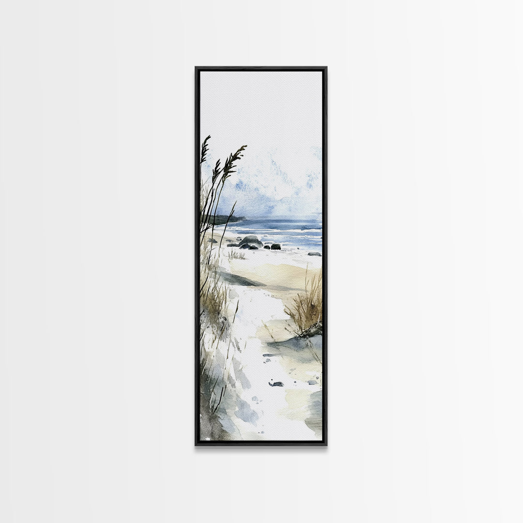 Soft Dune Beach Path Canvas Print, Coastal Wall Art, Watercolor Ocean Decor, Beach House Gift, Neutral Seaside Landscape