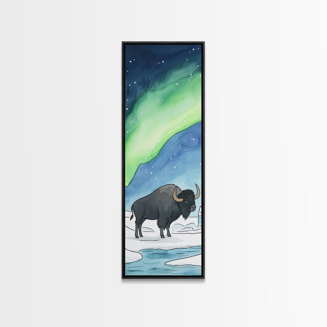 Aurora Bison Arctic Tundra Canvas Print, Wildlife Wall Art, Nature Inspired Decor, Kids Room Art, Animal Lover Gift Idea