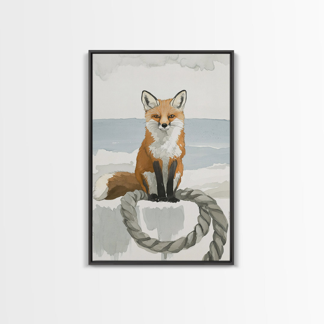 Red Fox By The Sea Wall Art, Coastal Animal Print, Woodland Nursery Decor, Beach House Gift And Nature Wall Decor For Kids
