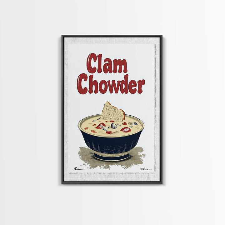 Clam Chowder Bowl Typography Wall Art, Coastal Kitchen Decor, Seafood Poster, Restaurant Wall Decor, Food Lover Gift Idea