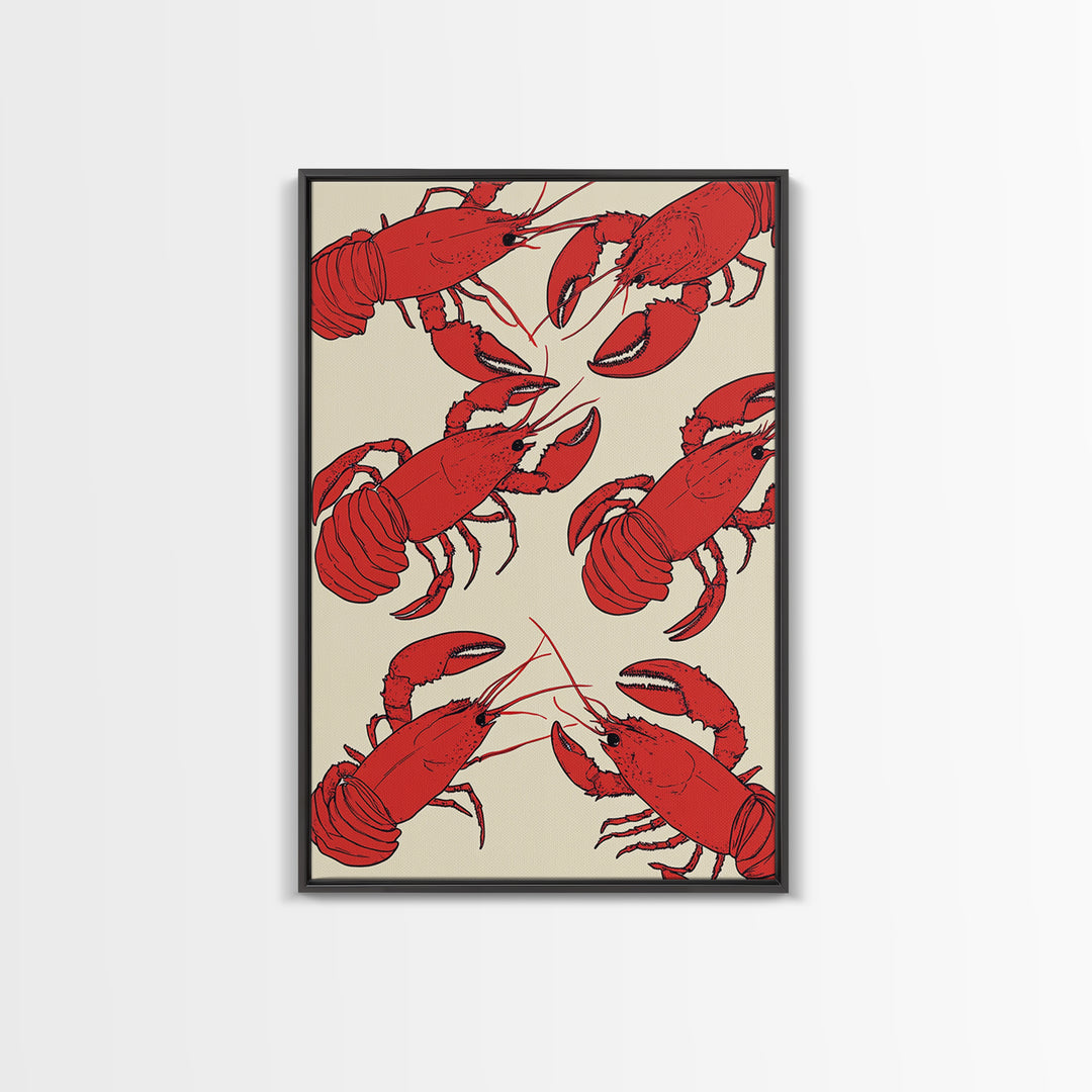 Close Up Red Lobsters Wall Art, Coastal Kitchen Decor, Seafood Print, Nautical Wall Decor, Beach House Dining Room Gift Idea