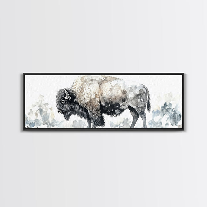 Majestic Bison Watercolor Canvas Print, Rustic Wildlife Wall Art, Western Animal Decor, Nature Inspired Housewarming Gift