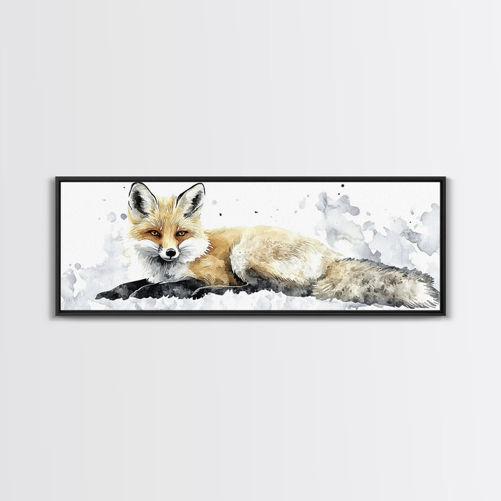Realistic Fox Resting In Snow Canvas Print, Woodland Wildlife Wall Art, Winter Animal Print, Rustic Nursery Decor Gift For Her