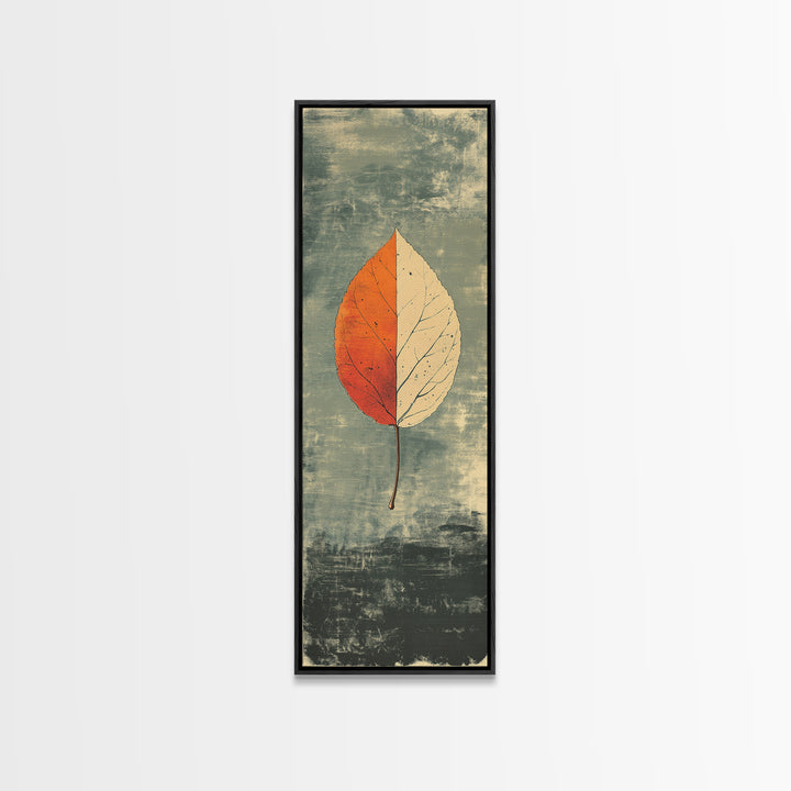 Single Autumn Leaf Minimalist Wall Art, Botanical Print, Japandi Neutral Decor, Earth Tone Modern Home Decor Framed Canvas Print
