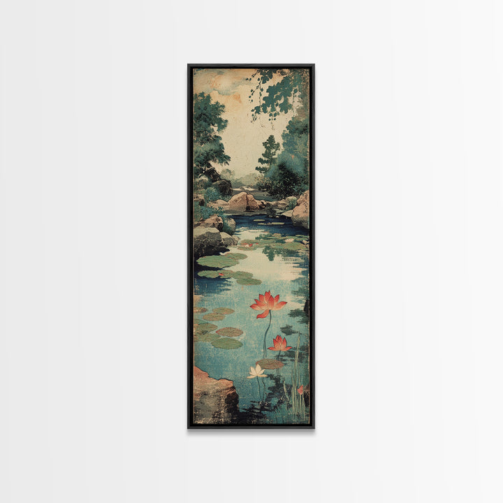 Lotus Pond With Water Lilies Canvas Print, Japanese Garden Wall Art, Serene Nature Print, Zen Home Decor For Living Room