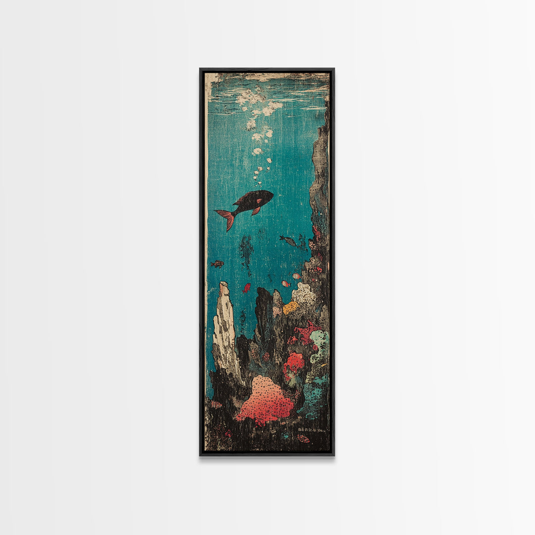 Tropical Fish And Coral Reef Canvas Print, Underwater Ocean Wall Art, Coastal Bathroom Decor, Marine Life Nursery Art Print
