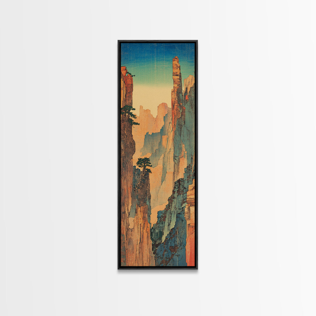 Tall Desert Canyon Cliffs In Blue Light Wall Art, Southwest Landscape Print, Vertical Nature Decor, Large Living Room Art