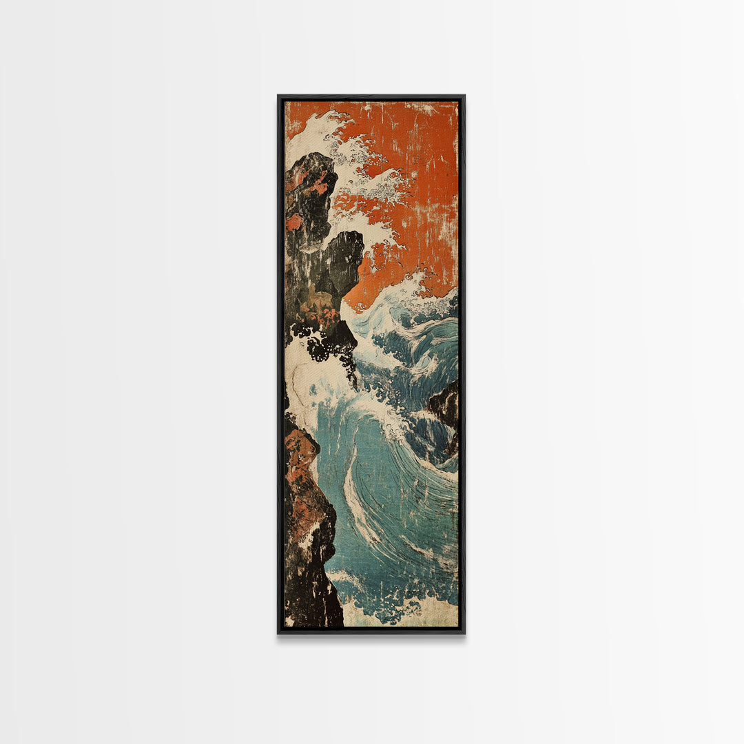 Crashing Ocean Wave Wall Art, Japanese Seascape Print, Coastal Wall Decor, Nautical Home Decor, Large Canvas Print, Beach House Decor