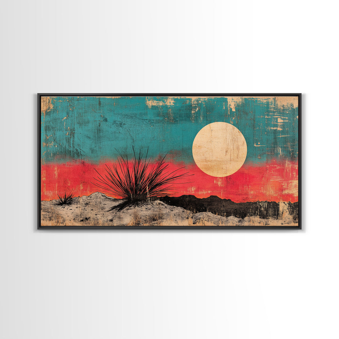 Desert Yucca Sunset Canvas Print, Southwestern Landscape Wall Art, Boho Desert Decor, Earth Tone Living Room Print Gift Idea