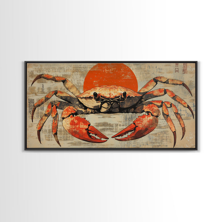 Bold Red Crab Canvas Print, Coastal Kitchen Wall Art, Seafood Wall Decor, Nautical Home Decor, Ocean Animal Art Print, Gift