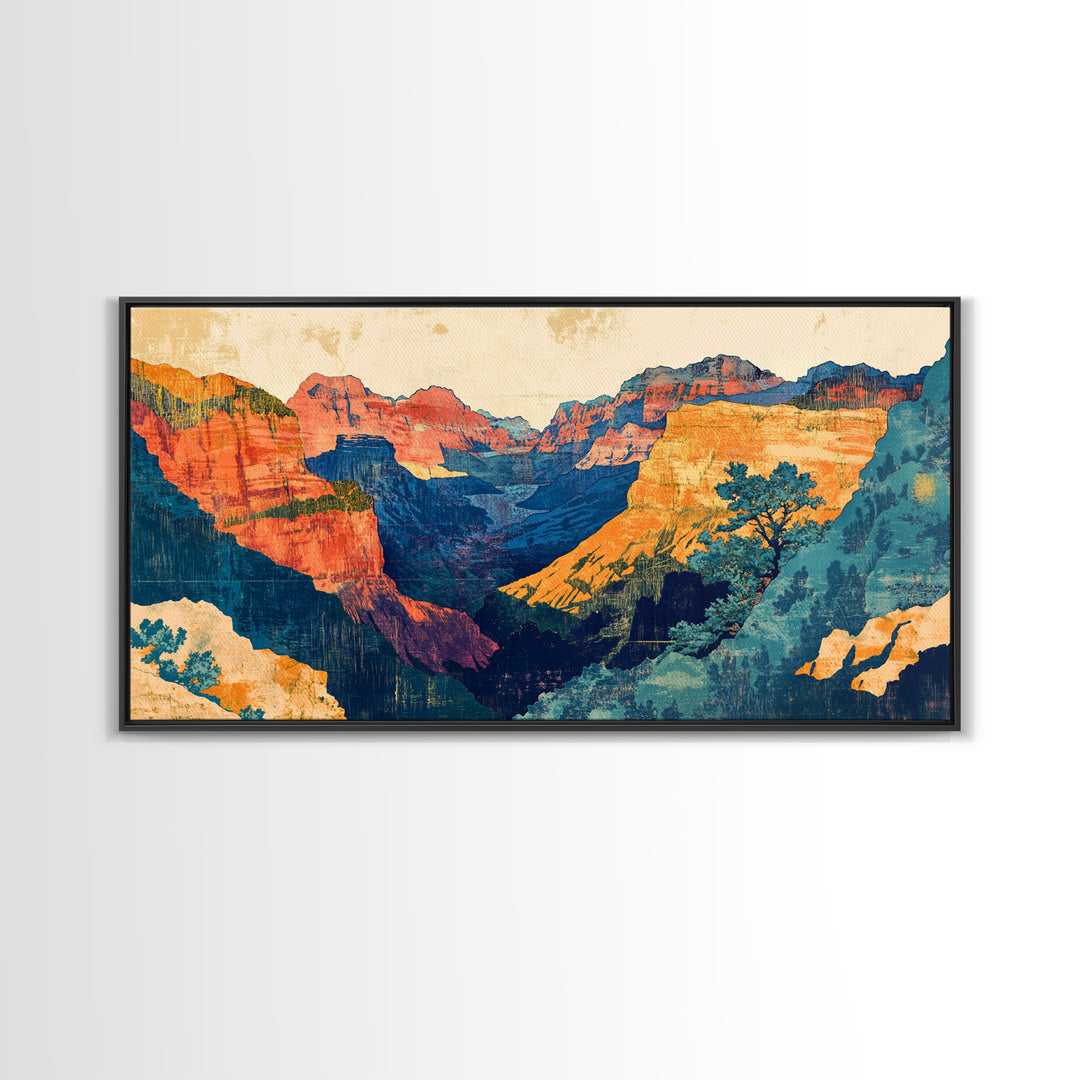 Colorful Grand Canyon Cliffs And Desert Vista Canvas Print, Southwestern Wall Art, National Park Decor, Travel Poster Gift