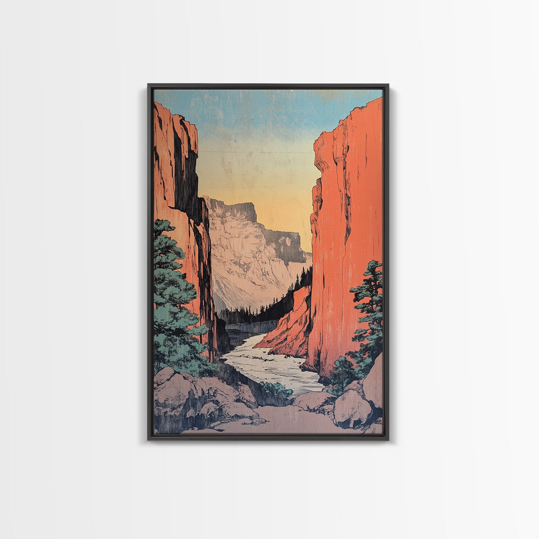 Red Rock Canyon River Canvas Print, Western Landscape Wall Art, Mountain Home Decor, Rustic Cabin Decor, Large Nature Print