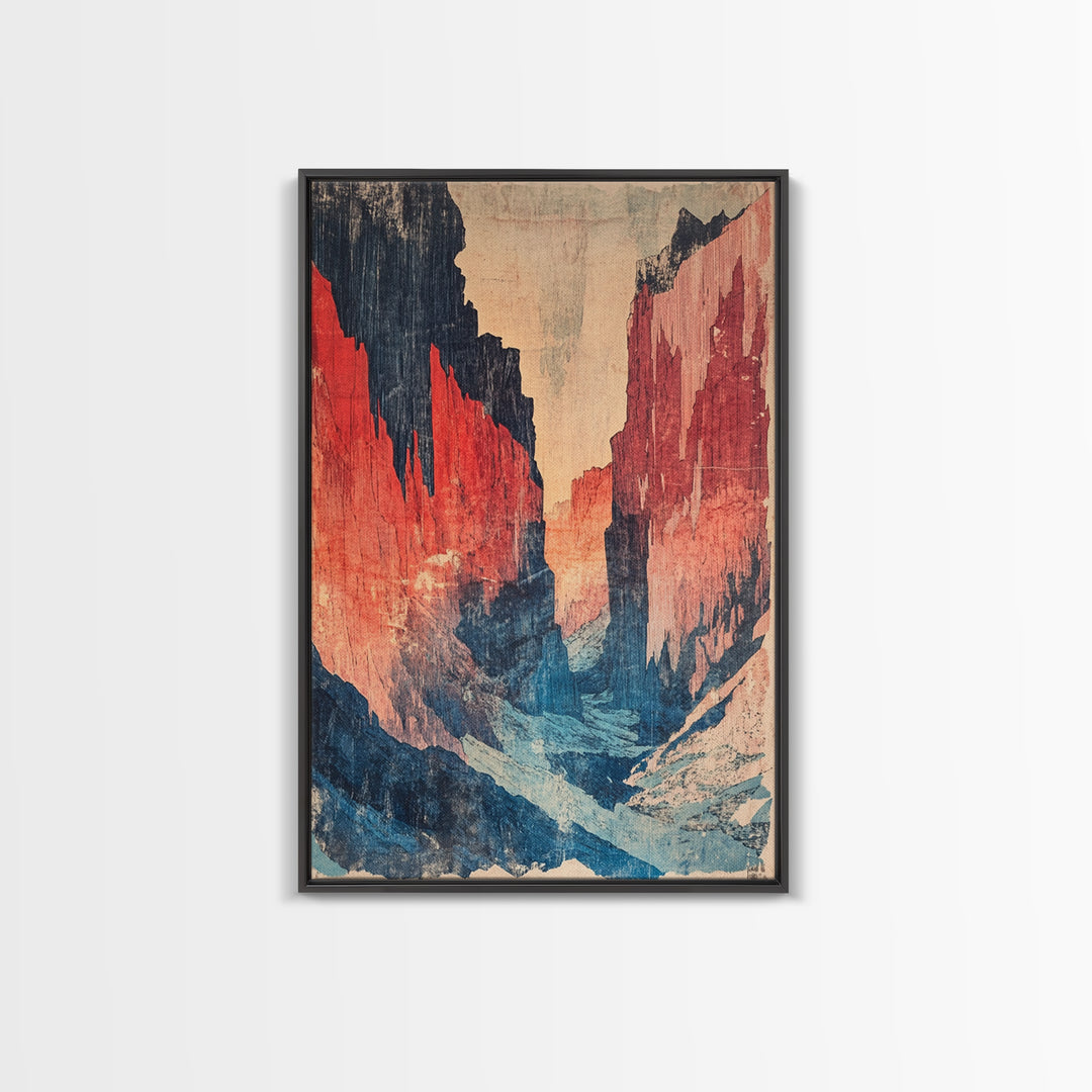 Abstract Red Canyon Wall Art, Modern Landscape Canvas Print, Southwestern Decor, Large Living Room Art, Office Decor Gift
