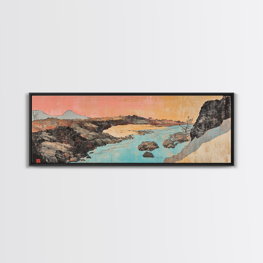 Turquoise River Desert Landscape Canvas Print, Southwestern Wall Art, Arizona Nature Decor, Large Horizontal Living Room Print